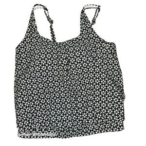 L.L.Bean‎ Tankini Swim Top Black White Geometric Excellent UV Protection S